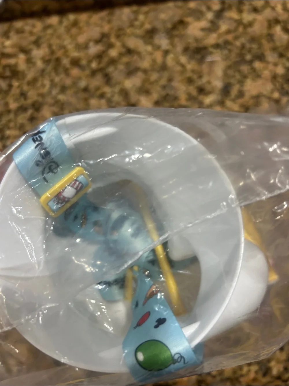 Disney White Feed Cup with Yellow Picnic Basket and Light Blue Strap